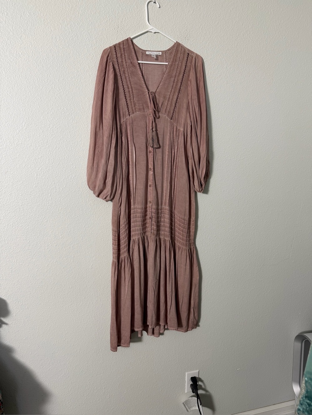 Young Fabulous & Broke Dusty Rose Button-Front Maxi Dress SZ XS